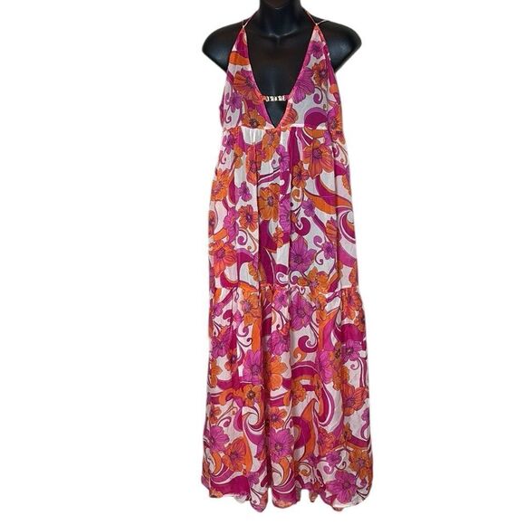 Cin cin women’s maxi dress nova ultraviolet colorful floral sheer summer - Picture 2 of 10